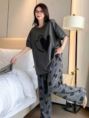 Comfortable Cotton Jersey Printed Night Suit - 2 Pcs Set